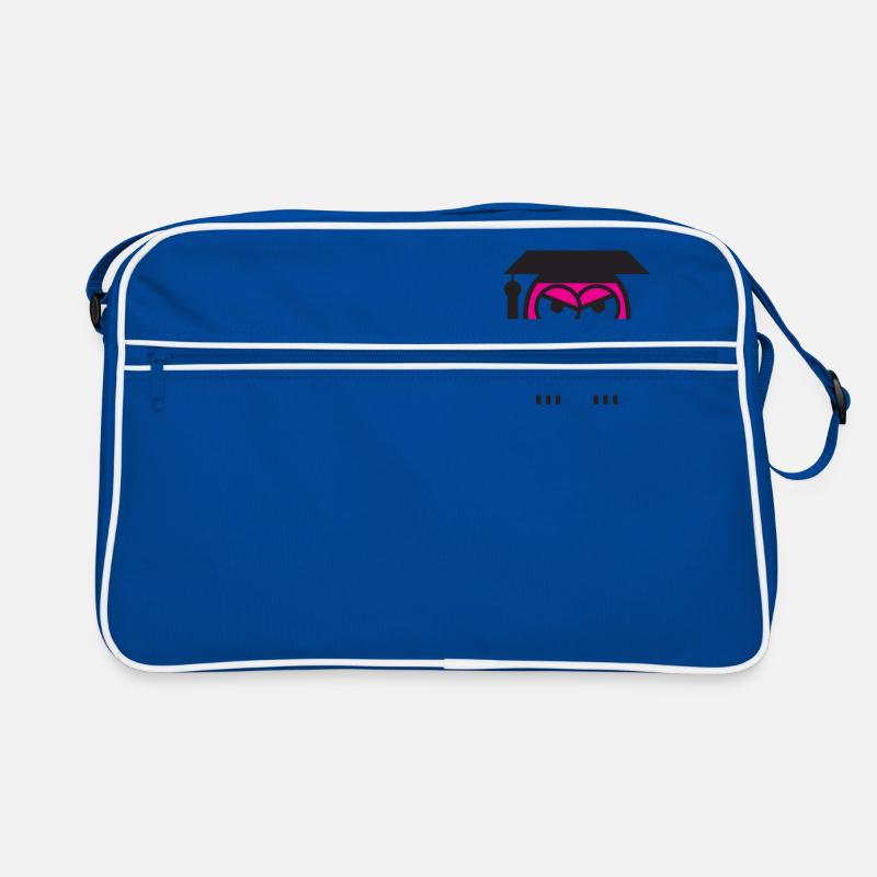 Eine Eule, die auf einer Linie sitzt. Retro Tasche