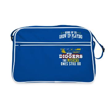 Construction Worker T-Shirt · Construction Site · Excavator · Crane - Retro Bag - blue/white - Front