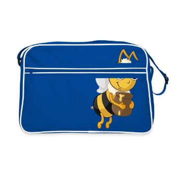 Fleißige Comic Honig Biene - Retro Tasche - Blau/Weiß - Vorne