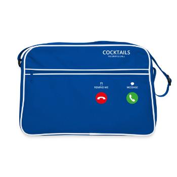 Call Mobile Anruf cocktails woman saufen malle - Retro Tasche - Blau/Weiß - Vorne
