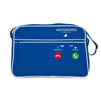 Call Mobile Call enginecross biker motorcycle bike - Retro Bag - blue/white - Front