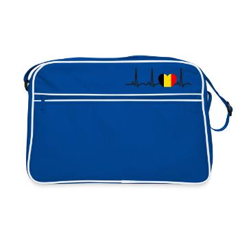 I LOVE ekg heartbeat Belgique Belgium - Sac Retro - bleu/blanc - Devant