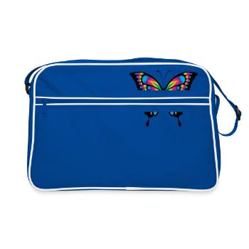 Schmetterling bunt - Retro Tasche - Blau/Weiß - Vorne
