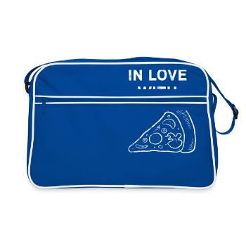Pizza Love Liebe Geschenk - Retro Tasche - Blau/Weiß - Vorne