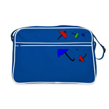 Sonnenschirm T-Shirt - Retro Tasche - Blau/Weiß - Vorne