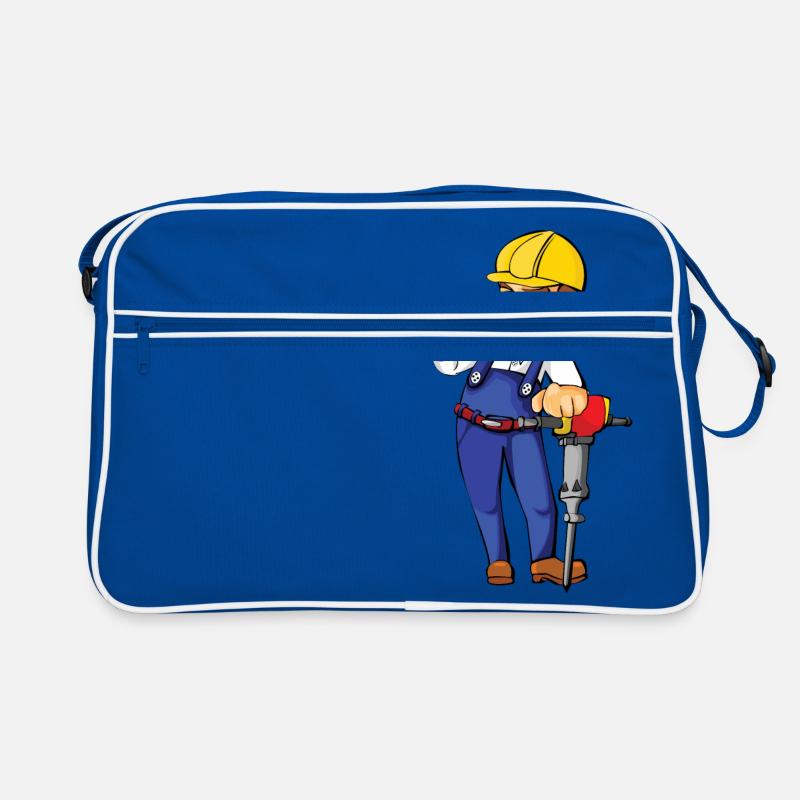 travailleur de la construction travailleur de la construction strassenbau2 - Sac Retro - bleu/blanc