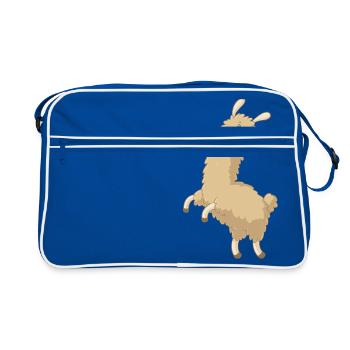Springendes Comic Alpaka - Retro Tasche - Blau/Weiß - Vorne