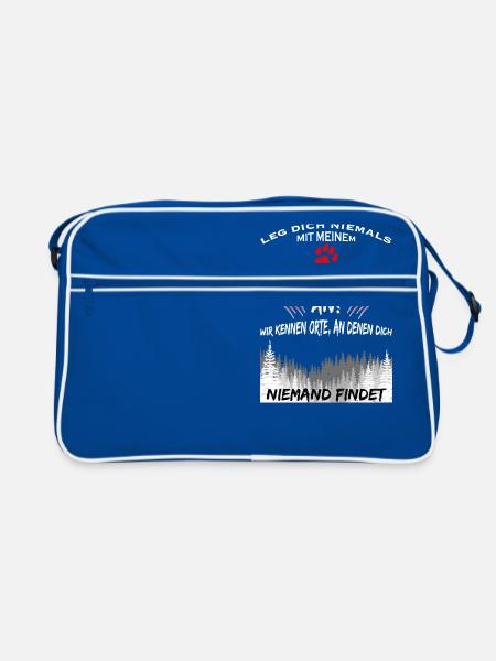Hund Ort niemand findet Geschenk Riesenschnauzer - Retro Tasche - Blau/Weiß