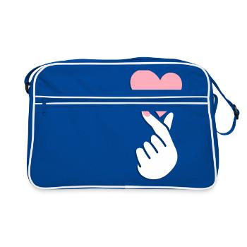 Hand symbol kpop k-pop korea heart love music - Retro Bag - blue/white - Front