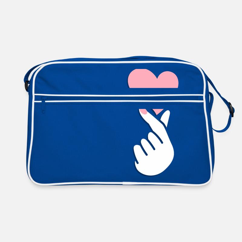 Symbole de la main kpop k-pop corée coeur amour - Sac Retro - bleu/blanc