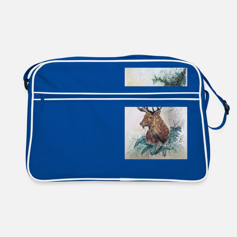 Hirsch Deer - Retro Tasche - Blau/Weiß