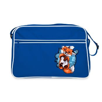 Maritimer Fuchs Illustration | Yolo-Artwork - Retro Tasche - Blau/Weiß - Vorne