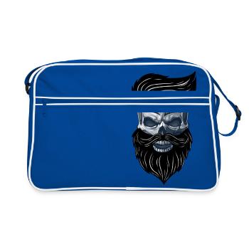 Beardy Beard Beard Man Skull Gift Idea - Retro Bag - blue/white - Front