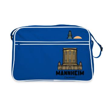 Wasserturm Manheim Vintage Design - Retro Tasche - Blau/Weiß - Vorne