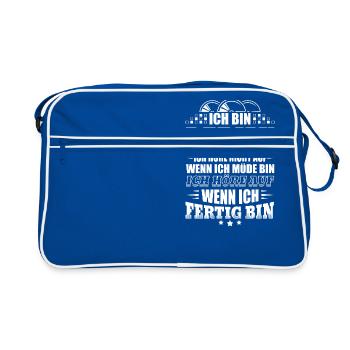 DJ Deejay Djing Shirt T-Shirt Nicht Müde - Retro Tasche - Blau/Weiß - Vorne