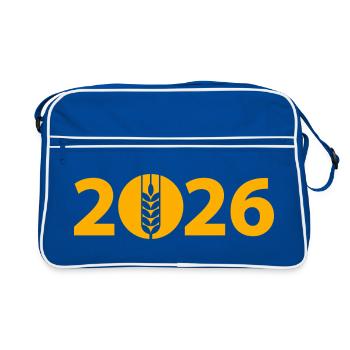 Blé 2026, Récolte 2026, Agriculteur 2026 - Sac Retro - bleu/blanc - Devant