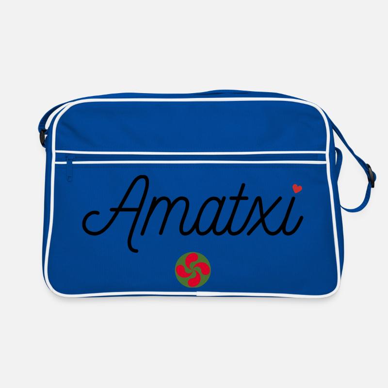 Amatxi et Lauburu. Mamie en Basque - Sac Retro - bleu/blanc