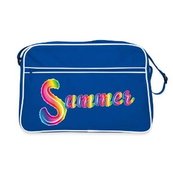 Lettrage d’été aux couleurs de l’arc-en-ciel - Sac Retro - bleu/blanc - Devant