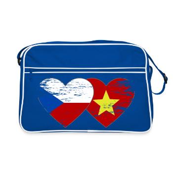 République tchèque Vietnam drapeau coeur utilisé - Sac Retro - bleu/blanc - Devant