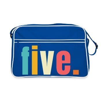Five fünf Jahre 5. Geburtstag Text Schrift Bunt - Retro Tasche - Blau/Weiß - Vorne