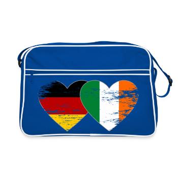 Cœur du drapeau Allemagne Irlande utilisé - Sac Retro - bleu/blanc - Devant