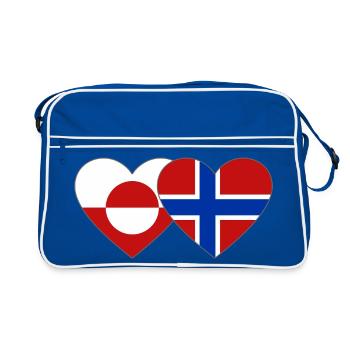 Drapeau du Groenland, Norvège, mains, forme de cœur - Sac Retro - bleu/blanc - Devant