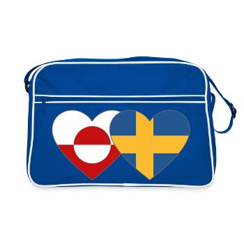 Cœur du drapeau du Groenland Suède - Sac Retro - bleu/blanc - Devant