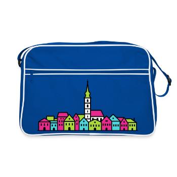 Ville de Villach City Skyline Église St Jacob Art en ligne - Sac Retro - bleu/blanc - Devant