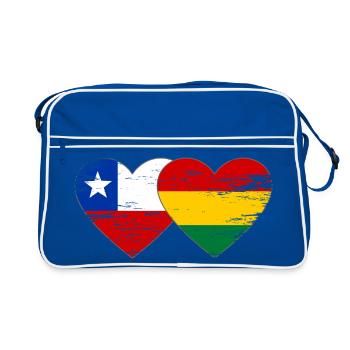 Cœur du drapeau du Chili de la Bolivie utilisé - Sac Retro - bleu/blanc - Devant