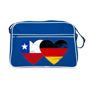 Chile Germany Flag Heart - Retro Bag - blue/white - Front