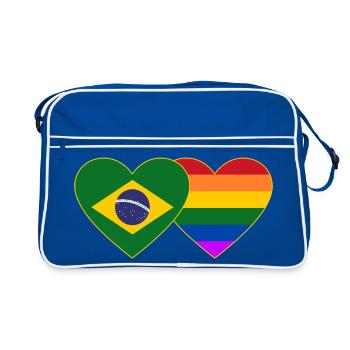 Brasilien Regenbogen Flagge Herz - Retro Tasche - Blau/Weiß - Vorne