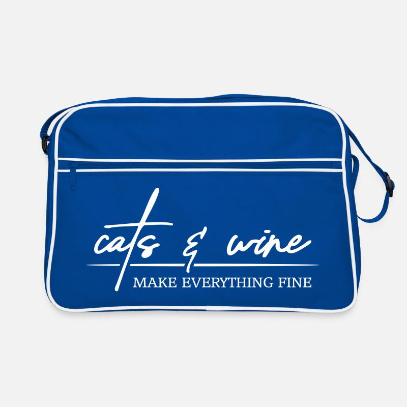 Cats and Wine makes everything fine Katzen Spruch Retro Tasche