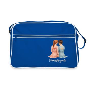 Freundinnen Aquarell – Rothaarig & Brünett Rücken - Retro Tasche - Blau/Weiß - Vorne