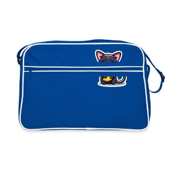 A cat and her mango - sticker style - Retro Bag - blue/white - Front