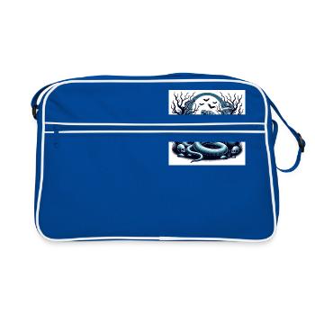 Schlange Friedhof Halloween - Retro Tasche - Blau/Weiß - Vorne