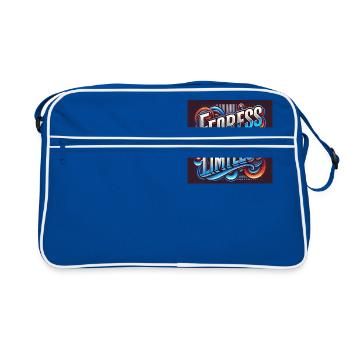 Fearless & Limitless – Kühnes Typografie-Design - Retro Tasche - Blau/Weiß - Vorne