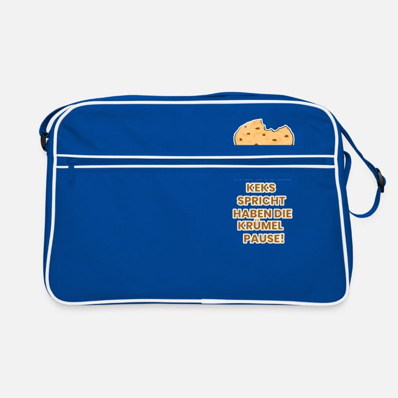 Wenn der Keks spricht haben die Krümel Pause! - Retro Tasche - Blau/Weiß