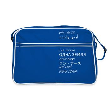 One Earth 10 languages - Retro Bag - blue/white - Front