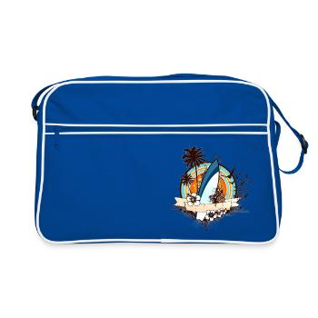 Surfboard-Design 01 - Retro Tasche - Blau/Weiß - Vorne