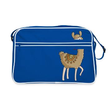 Lama comic Alpaka - Retro Tasche - Blau/Weiß - Vorne