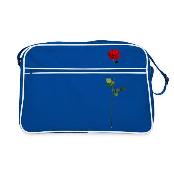 Fleur rose rose rouge - Sac Retro - bleu/blanc - Devant