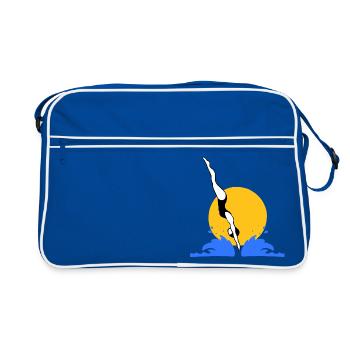 Sprung ins Wasser - Retro Tasche - Blau/Weiß - Vorne