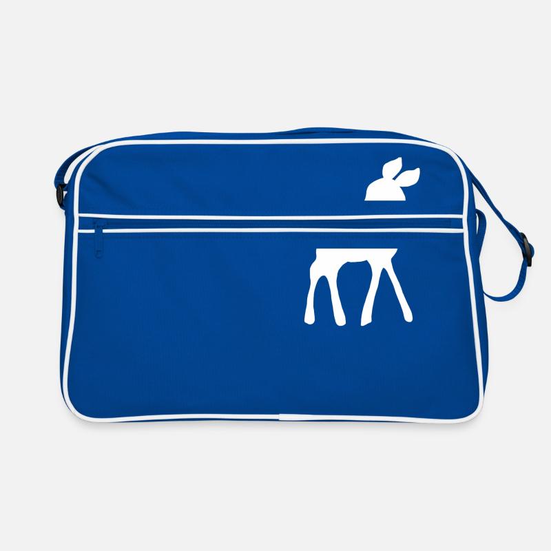 Rehkitz weiß - Retro Tasche - Blau/Weiß