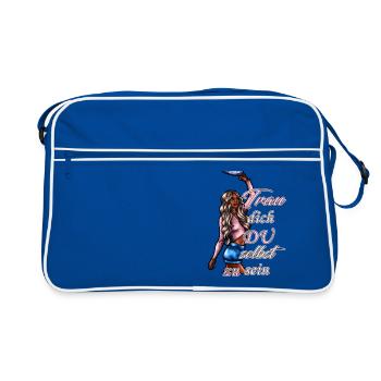 Dare to be yourself blonde - Retro Bag - blue/white - Front
