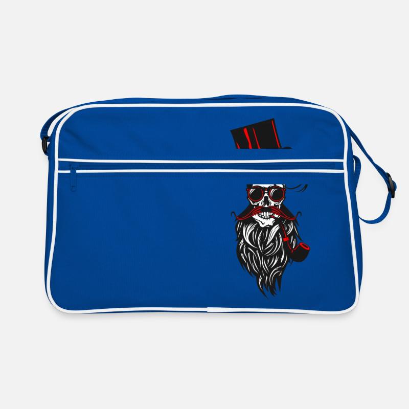 tete de mort Schädel hipster Bart Schnurrbart bärtigen p Retro Tasche