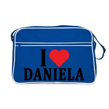 T-shirt I love Daniela t-shirt gift idea - Retro Bag - blue/white - Front
