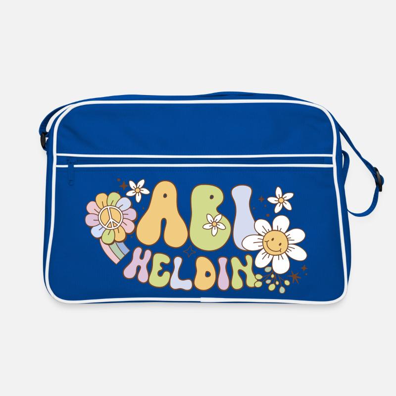 Abitur 2026 Heldin Abschluss Party ABI2026 - Retro Tasche - Blau/Weiß