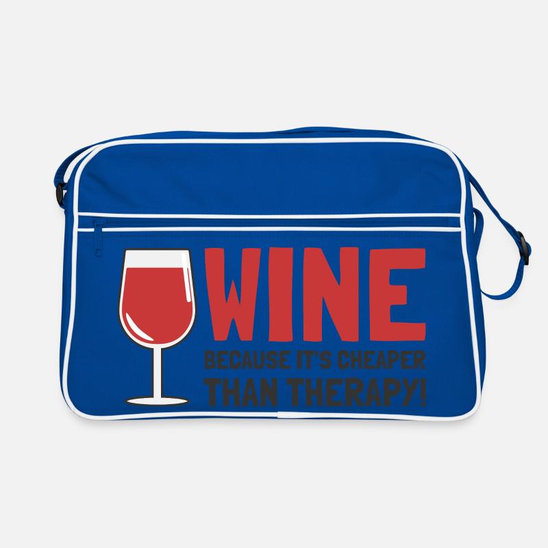 Wine Because It's Cheaper Than Therapy - Dark Text Retro Bag
