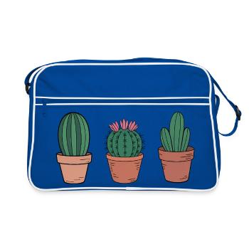 Trois cactus dans des pots en terre cuite - Sac Retro - bleu/blanc - Devant