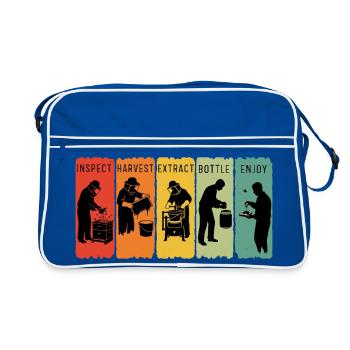 Retro Beekeeping Steps Honigbienenzucht Imker - Retro Tasche - Blau/Weiß - Vorne